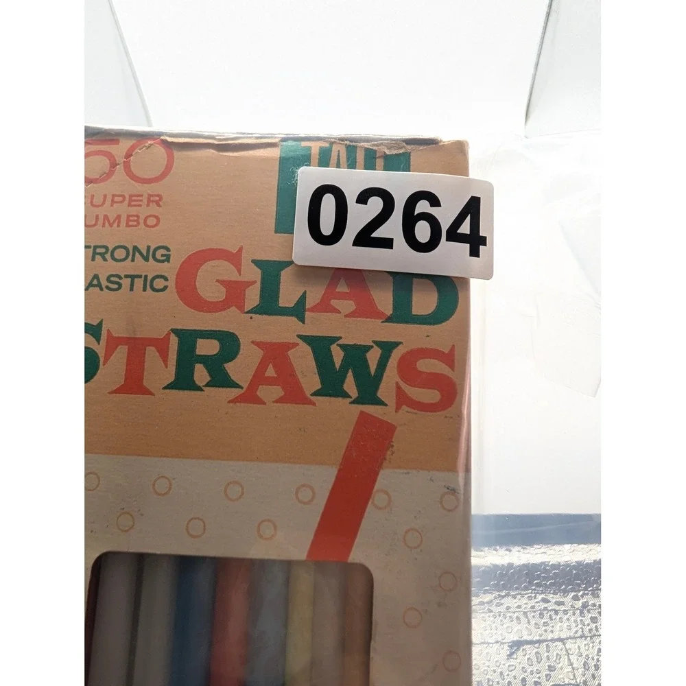 Vintage Glad Straws 50 Super Jumbo Tall Strong Plastic Union Carbide Retro Box